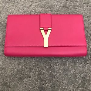 Saint Laurent Y Ligne Clutch Bag, Pink